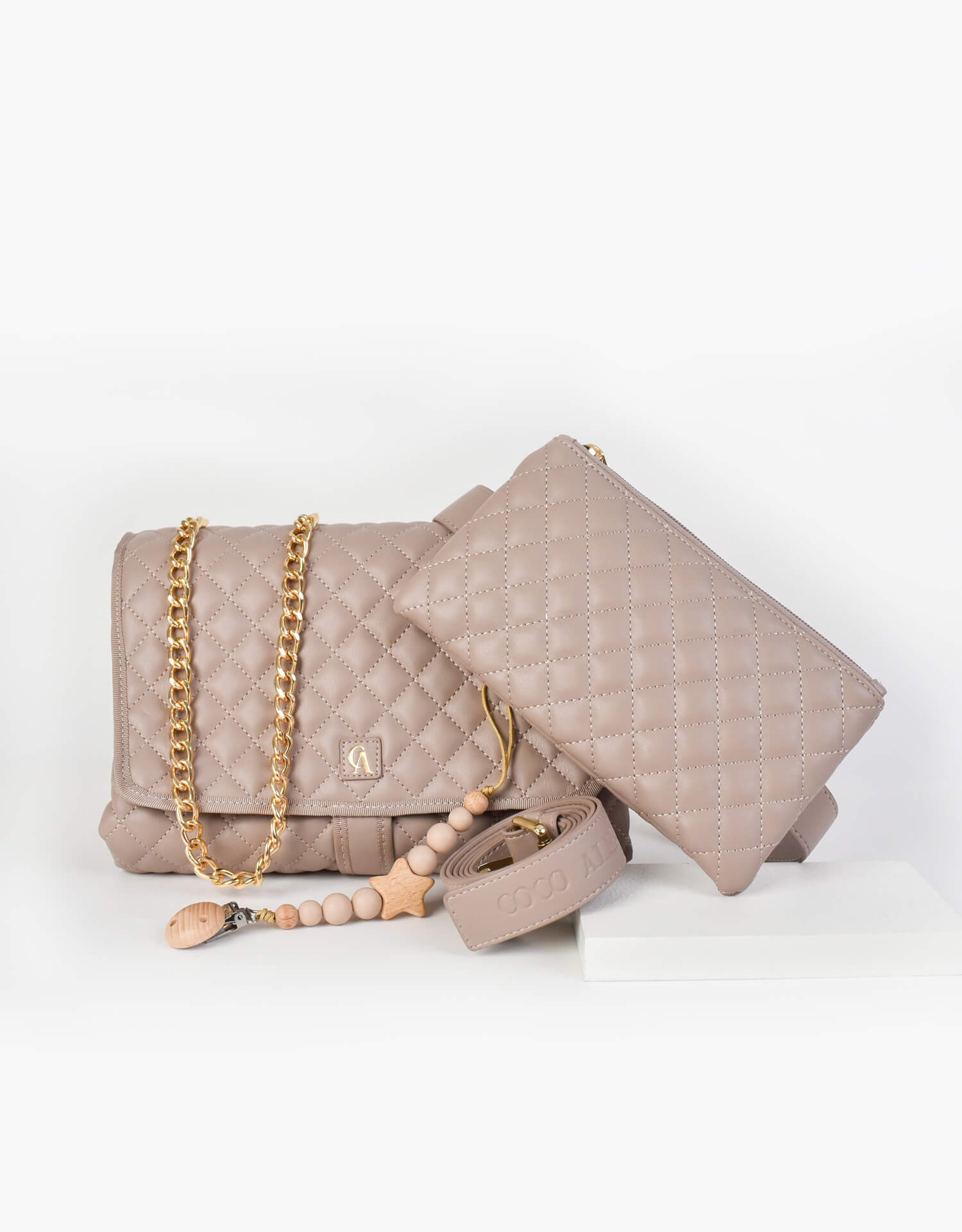 diaper bag with cross body bag and bag strap and pacifier clip