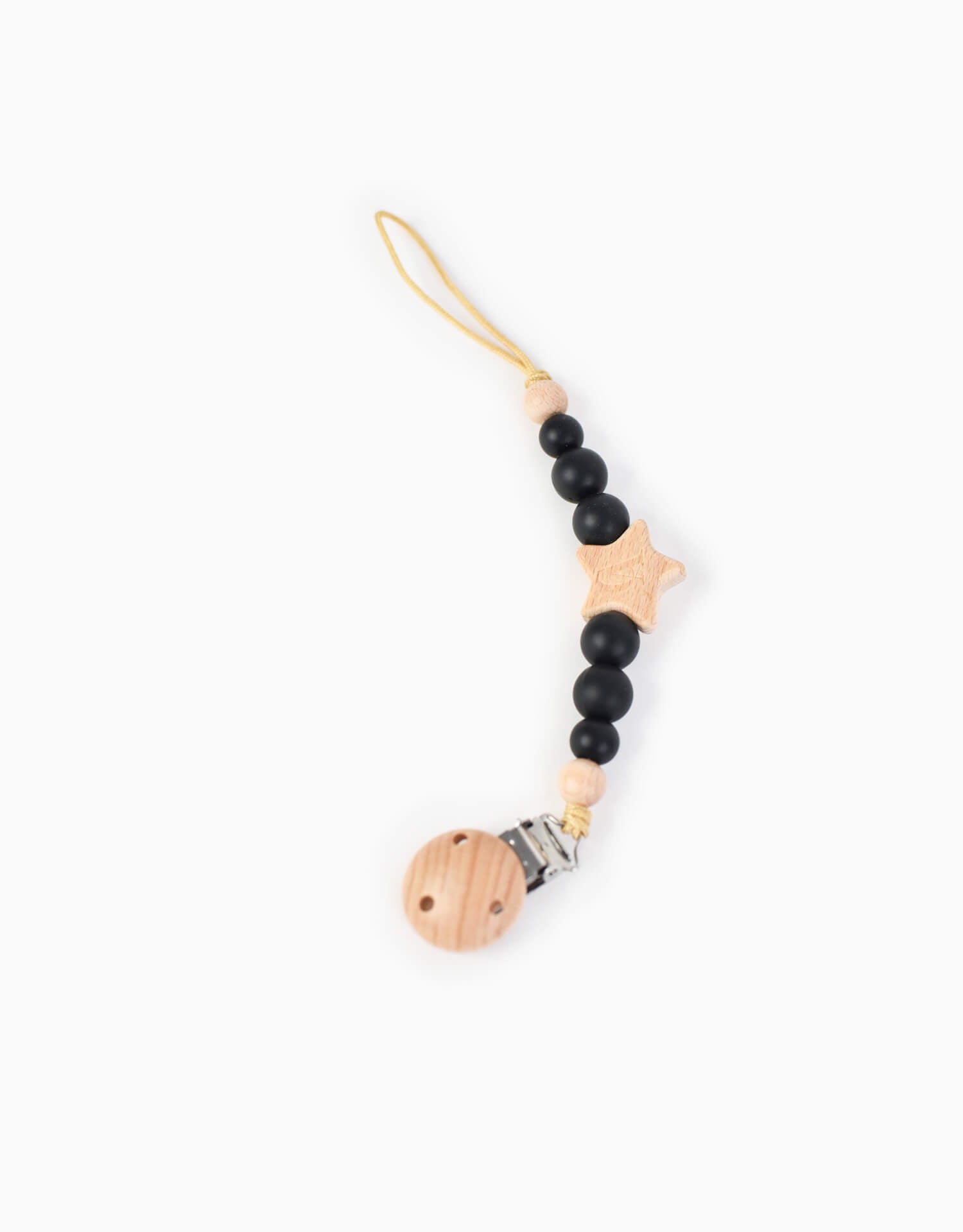food-grade silicone black beads pacifier clip