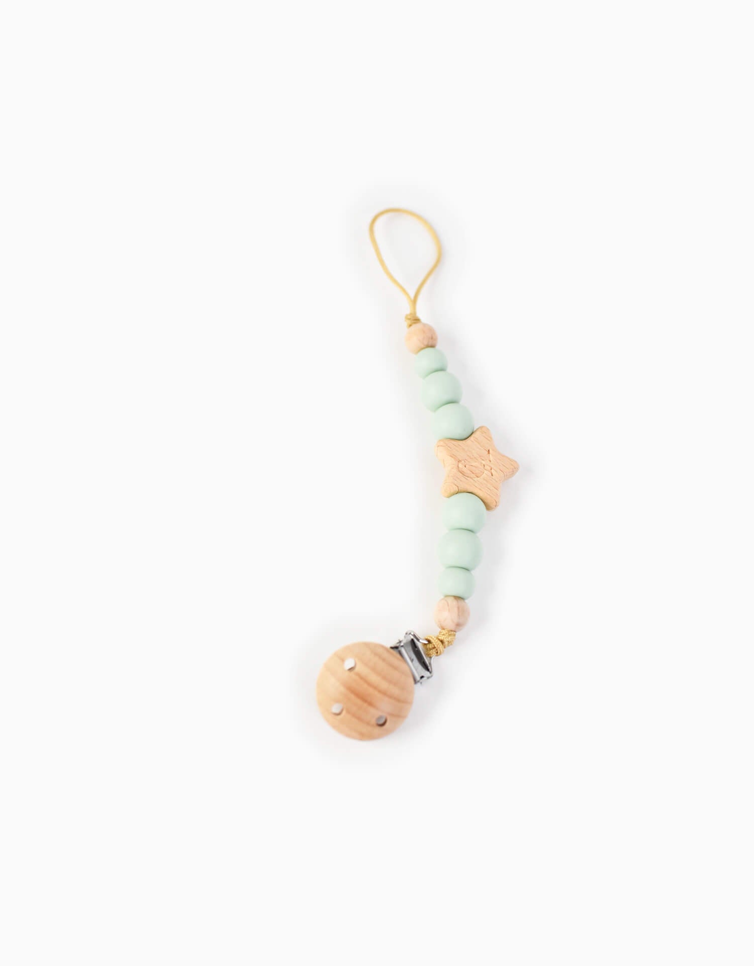 coco alexander food grade silicon beech wood stainless-steel pacifier clip mint green