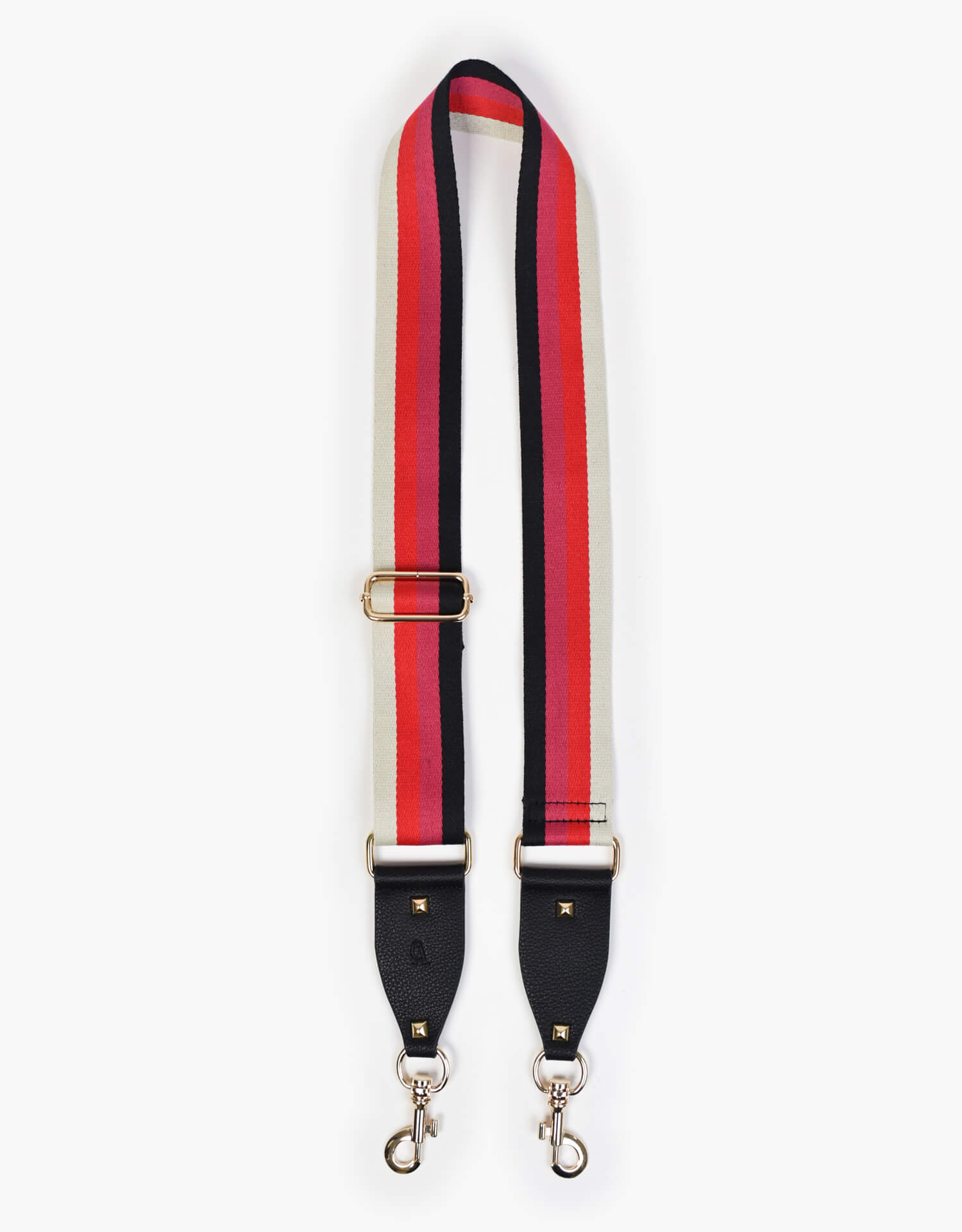 red stripe canvas and vegan leather strap